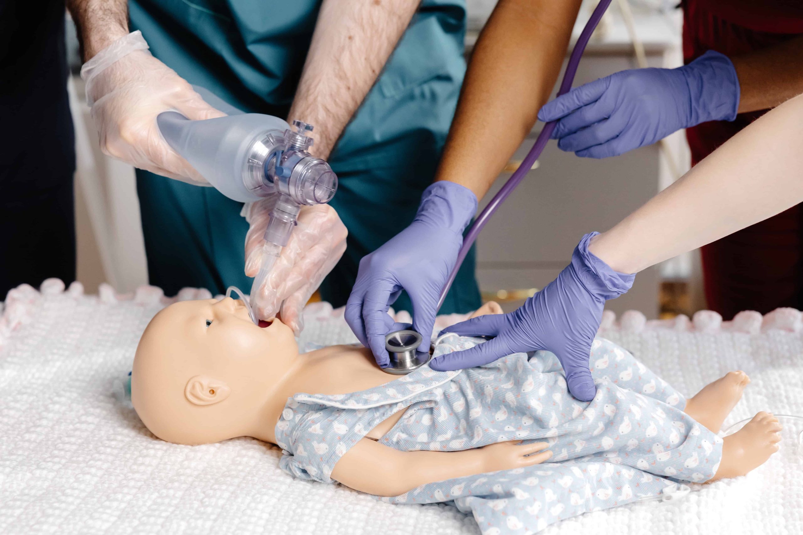 PALS Training demonstration using an infant simulation manikin for pediatric emergency care